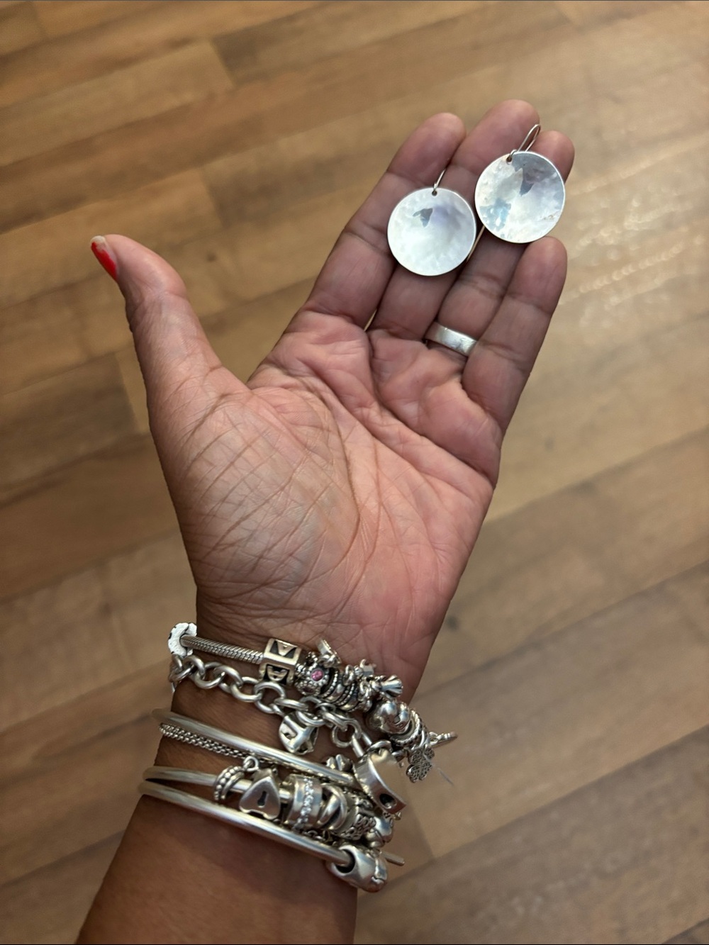 RLM Studio .925 dangle earrings sterling circle disc modern boho minimalist chic